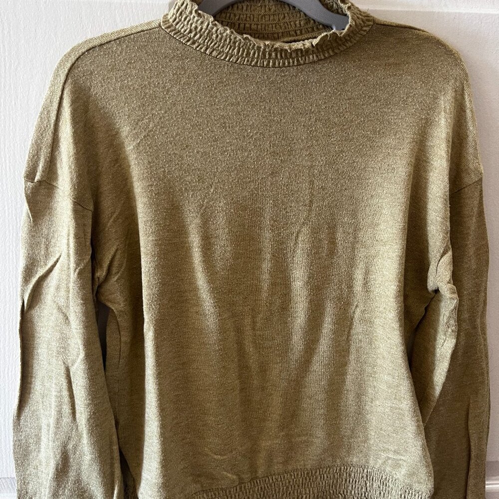 A New Day Olive Green Ruffle Long Sleeve Sweater Top